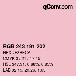 Color code: RGB 243 191 202 | qconv.com