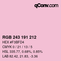 颜色代码: RGB 243 191 212 | qconv.com