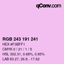 Color code: RGB 243 191 241 | qconv.com