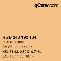 Color code: RGB 243 192 134 | qconv.com