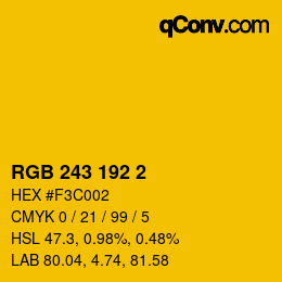 Color code: RGB 243 192 2 | qconv.com
