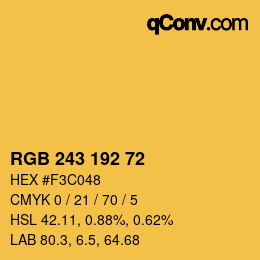 Color code: RGB 243 192 72 | qconv.com