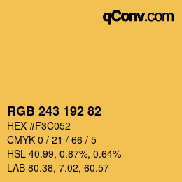 Color code: RGB 243 192 82 | qconv.com