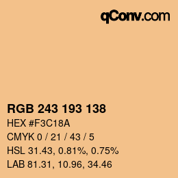 Code couleur: RGB 243 193 138 | qconv.com