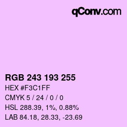 Color code: RGB 243 193 255 | qconv.com