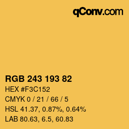 Color code: RGB 243 193 82 | qconv.com