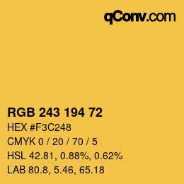 Color code: RGB 243 194 72 | qconv.com