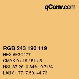 Farbcode: RGB 243 196 119 | qconv.com