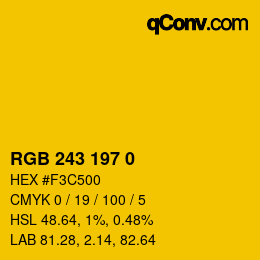 Color code: RGB 243 197 0 | qconv.com