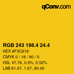 カラーコード: RGB 243 198.4 24.4 | qconv.com