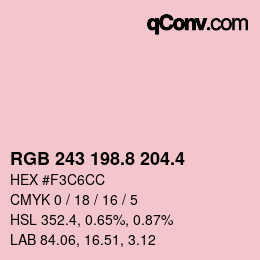 カラーコード: RGB 243 198.8 204.4 | qconv.com