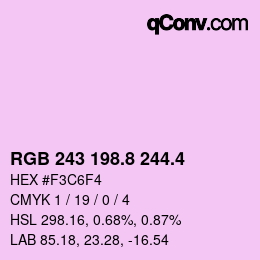 カラーコード: RGB 243 198.8 244.4 | qconv.com