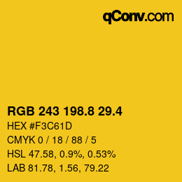カラーコード: RGB 243 198.8 29.4 | qconv.com