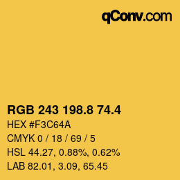 カラーコード: RGB 243 198.8 74.4 | qconv.com