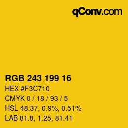 Color code: RGB 243 199 16 | qconv.com