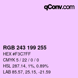 Color code: RGB 243 199 255 | qconv.com