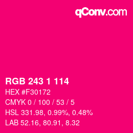 カラーコード: RGB 243 1 114 | qconv.com