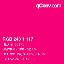 Color code: RGB 243 1 117 | qconv.com