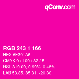カラーコード: RGB 243 1 166 | qconv.com