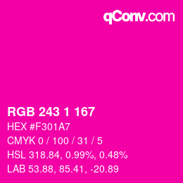 Color code: RGB 243 1 167 | qconv.com