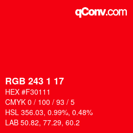 Color code: RGB 243 1 17 | qconv.com