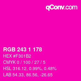 Color code: RGB 243 1 178 | qconv.com