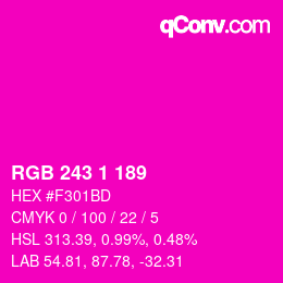 Color code: RGB 243 1 189 | qconv.com