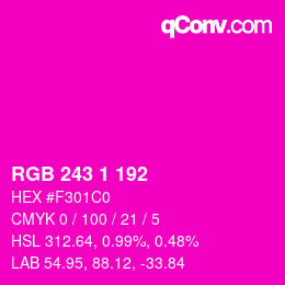 カラーコード: RGB 243 1 192 | qconv.com