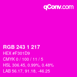 カラーコード: RGB 243 1 217 | qconv.com