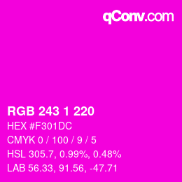 Color code: RGB 243 1 220 | qconv.com