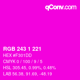 Color code: RGB 243 1 221 | qconv.com