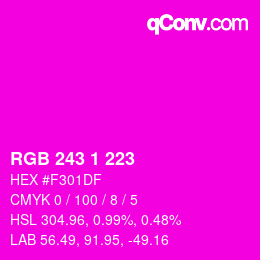 Color code: RGB 243 1 223 | qconv.com