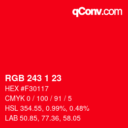 Color code: RGB 243 1 23 | qconv.com