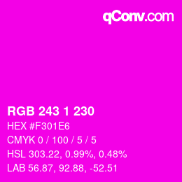 Color code: RGB 243 1 230 | qconv.com