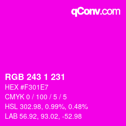 Color code: RGB 243 1 231 | qconv.com