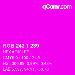 Color code: RGB 243 1 239 | qconv.com