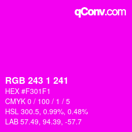 Color code: RGB 243 1 241 | qconv.com