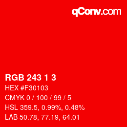 カラーコード: RGB 243 1 3 | qconv.com