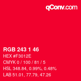 Color code: RGB 243 1 46 | qconv.com