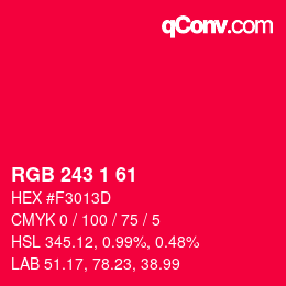 Color code: RGB 243 1 61 | qconv.com
