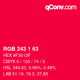 Color code: RGB 243 1 63 | qconv.com