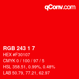 Color code: RGB 243 1 7 | qconv.com
