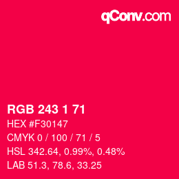 Color code: RGB 243 1 71 | qconv.com