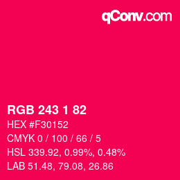 Color code: RGB 243 1 82 | qconv.com