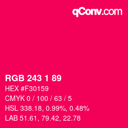 Farbcode: RGB 243 1 89 | qconv.com