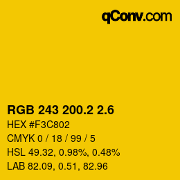 カラーコード: RGB 243 200.2 2.6 | qconv.com