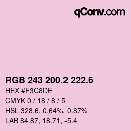 カラーコード: RGB 243 200.2 222.6 | qconv.com