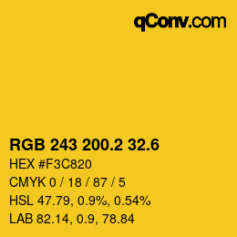 カラーコード: RGB 243 200.2 32.6 | qconv.com