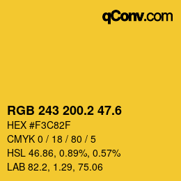 カラーコード: RGB 243 200.2 47.6 | qconv.com