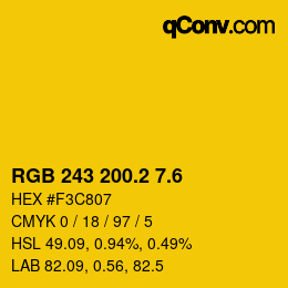 カラーコード: RGB 243 200.2 7.6 | qconv.com